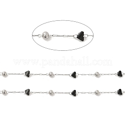 Black Glass Faceted Triangle Beaded Chains&nbsp;CHS-B004-03P