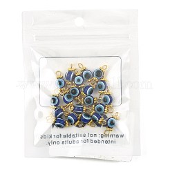 20Pcs Resin Evil Eye Round Bead with 304 Stainless Steel Connector Charms&nbsp;PALLOY-FS00071-01