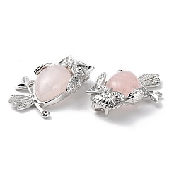 Natural Rose Quartz Teardrop Pendant Rhinestone Settings&nbsp;G-K339-02P-04