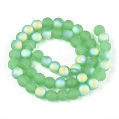 Frosted Imitation Jade Glass Beads Strands&nbsp;GLAA-T032-J8mm-MBB05