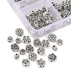 120Pcs 6 Style Tibetan Style Alloy Flower Beads&nbsp;TIBE-YW0001-26
