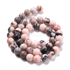 Natural Pink Zebra Jasper Round Bead Strands&nbsp;G-E334-8mm-11