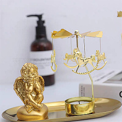 2 Sets 2 Style Iron Rotating Merry-Go-Round/Snowflake Tealight Candle Holder&nbsp;DJEW-FG0001-31
