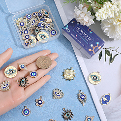 40Pcs 10 Styles Alloy Crystal Rhinestone Pendants&nbsp;FIND-SC0006-74