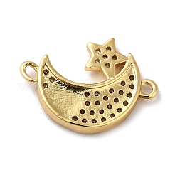 Eco-Friendly Rack Plating Brass Micro Pave Clear Cubic Zirconia Connector Charms&nbsp;KK-F853-28G