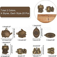 80Pcs 8 Style Tibetan Style Alloy Pendant Enamel Settings&nbsp;TIBEP-CA0001-11