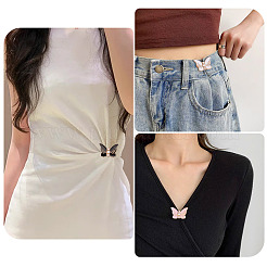 8Pcs 4 Colors Butterfly Alloy & Imitation Pearl Adjustable Jean Button Pins&nbsp;FIND-TA0009-12