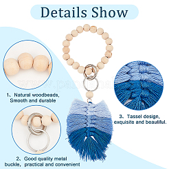 5Pcs Natural Wood Beads Stretch Bracelets Keychains&nbsp;KEYC-PH01429