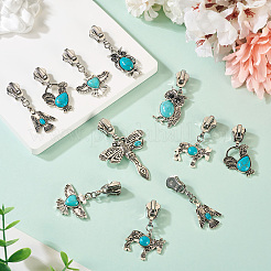 14Pcs 7 Styles Alloy & Synthetic Turquoise Zipper Sliders&nbsp;HJEW-TAC0101