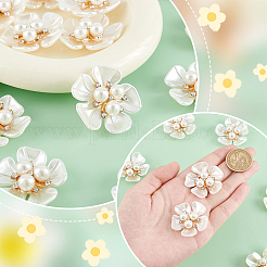 30Pcs ABS Plastic Imitation Pearl with Glass Rhinestone Beads&nbsp;KY-GA0001-29