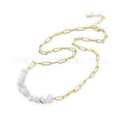 Natural Blue Lace Agate Chip Beaded Necklaces&nbsp;NJEW-C070-04G-03