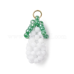 Glass Seed Beaded 3D Eggplant Pendants&nbsp;PALLOY-MZ00942