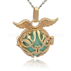 Golden Tone Brass Cage Pendants&nbsp;KK-J213-11G