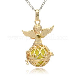 Golden Tone Brass Hollow Round Cage Pendants&nbsp;KK-J238-02G