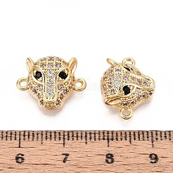 Brass Micro Pave Clear and Black Cubic Zirconia Connector Charms&nbsp;KK-T074-87G