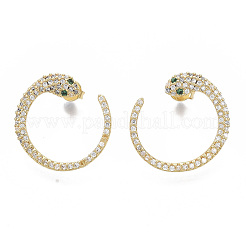 Brass Micro Pave Cubic Zirconia Stud Earrings&nbsp;EJEW-S208-091