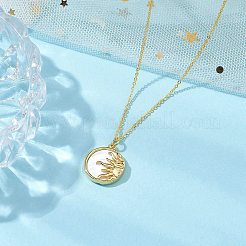 Natural Shell & Brass Pendant Necklaces&nbsp;NJEW-JN04890-01