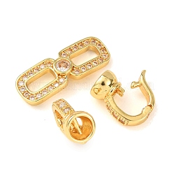 Brass Micro Pave Clear Cubic Zirconia Fold Over Clasps&nbsp;KK-D259-03G