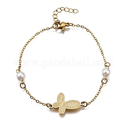 304 Stainless Steel Butterfly Link Bracelets&nbsp;BJEW-C098-01D-G