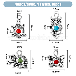 40Pcs 4 Styles Antique Silver Plated Alloy Synthetic Turquoise Pendants&nbsp;FIND-HY0001-65