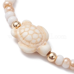 Turtle Synthetic Turquoise & Glass Braided Bead Bracelets&nbsp;BJEW-JB09875