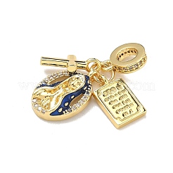 Brass Micro Pave Clear Cubic Zirconia European Dangle Charms&nbsp;KK-D235-17G