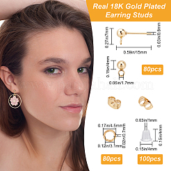 80Pcs 304 Stainless Steel Ball Stud Earring Post&nbsp;DIY-CN0002-05