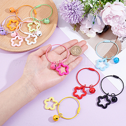 10Pcs 10 Colors Star with Bell Acrylic & Alloy Pendant Decorations&nbsp;HJEW-BBC0001-40B