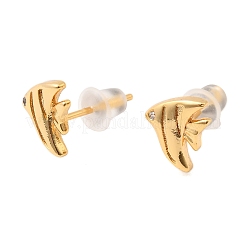 Brass Micro Pave Clear Cubic Zirconia Stud Earrings&nbsp;EJEW-C158-13B-G