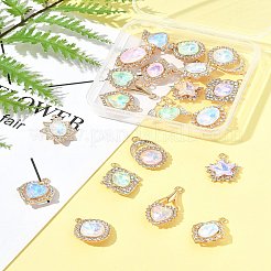 20Pcs 10 Styles Alloy Glass Pendants&nbsp;FIND-FS0003-50