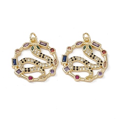 Brass Colorful Cubic Zirconia Pendants&nbsp;KK-E068-VA166-2