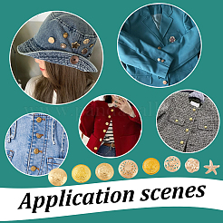 8 Styles Brass & Alloy Shank Buttons&nbsp;BUTT-PH0001-32B