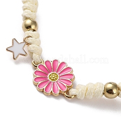 Sunflower Alloy Enamel Charms Braided Bracelets&nbsp;BJEW-A016-02