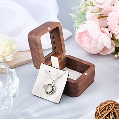 Wooden Pendant Earrings Storage Magnetic Boxes with Visible Window Lid&nbsp;CON-WH0085-235B