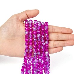 Spray Painted Crackle Glass Beads Strands&nbsp;CCG-Q002-8mm-09