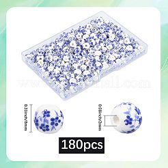 180Pcs Handmade Flower Printed Porcelain Ceramic Beads&nbsp;PORC-LT0001-08A