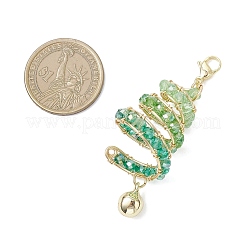 Christmas Tree Copper Wire Wrapped Glass Pendant Decorations&nbsp;HJEW-TA00402