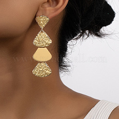 Alloy Textured Triangle Tassel Stud Earrings&nbsp;FS-WGE7F6D-01