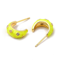 Brass Micro Pave Cubic Zirconia Stud Earrings with Enamel for Women&nbsp;EJEW-H091-05G