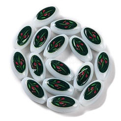 Printing Glass Oval Beads for Necklaces Bracelets Making&nbsp;GLAA-B020-01A-05