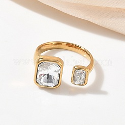 304 Stainless Steel Pave Clear Cubic Zirconia Cuff Open Rings for Women&nbsp;RJEW-F207-03C-G