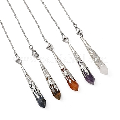 Natural Carnelian & Quartz Crystal & Amethyst & Tiger Eye & Lapis Lazuli Cone Point Dowsing Pendulums&nbsp;HJEW-JM04997