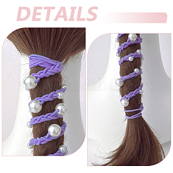 2Pcs Nylon Thread Elastic Fiber with ABS Plastic Pearl Hair Ties&nbsp;OHAR-PH00005