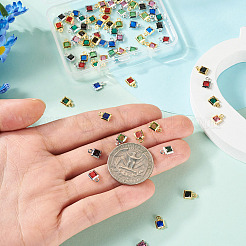 72Pcs 12 Styles Rack Plating Brass Glass Charms&nbsp;KK-TA0001-78