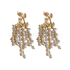 Alloy Plastic Pearl Bead Leaf Dangle Stud Earrings&nbsp;FS-WGB9C0C-01