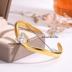 Adjustable Brass Pave Cubic Zirconia Cuff Bangles for Women&nbsp;QN2893-1