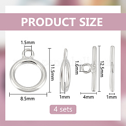 4Sets 925 Sterling Silver Toggle Clasps&nbsp;STER-BC0003-07
