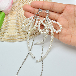 Elegant Zinc Alloy Bowknot Tassel Stud Earrings&nbsp;CF4746
