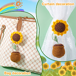 Crochet Sunflower Hanging Ornament&nbsp;AJEW-WH0475-35
