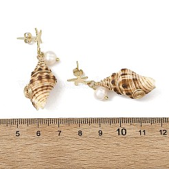 304 Stainless Steel with Natural Pearl Beads Stud Earrings&nbsp;EJEW-JE07420